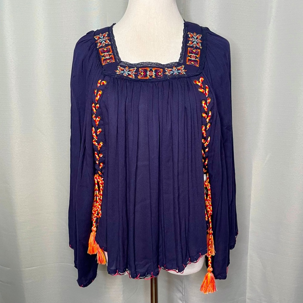 Rocks & Indigo boho braided tassel top